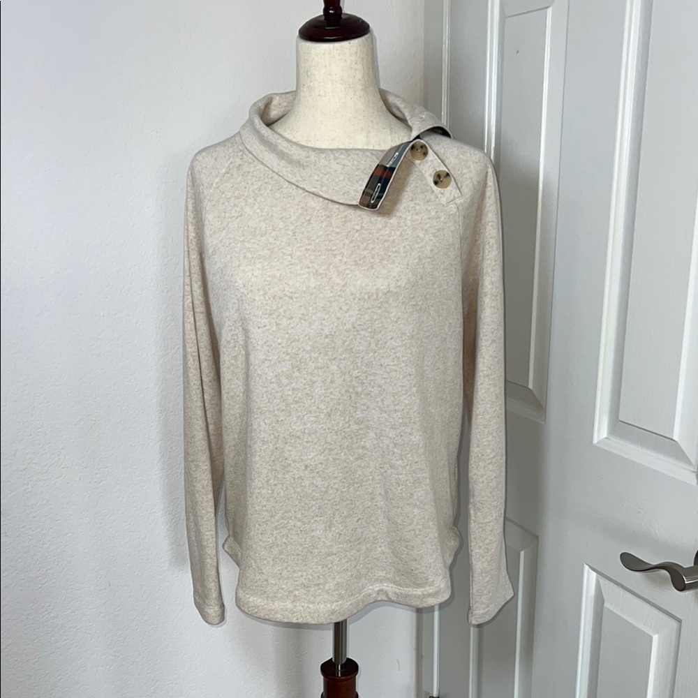 J. Crew Cream Cowl Neck Sweater with Relaxed Fit - Picture 9 of 14